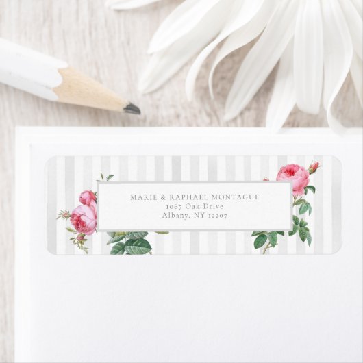 Romantic Chic French Rose Botanical Wedding Etiket (Insitu)