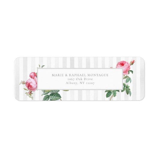 Romantic Chic French Rose Botanical Wedding Etiket (Voorkant)