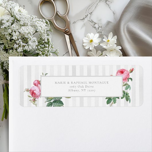 Romantic Chic French Rose Botanical Wedding Etiket
