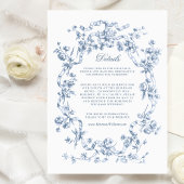 Romantic Chic French Rose Botanical Wedding Informatiekaartje