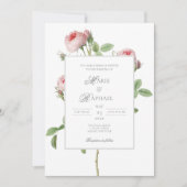 Romantic Chic French Rose Botanical Wedding Kaart (Voorkant)
