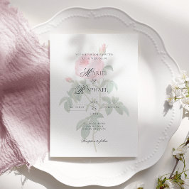 Romantic Chic French Rose Botanical Wedding Kaart