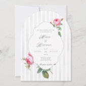 Romantic Chic French Rose Botanical Wedding Kaart (Voorkant)
