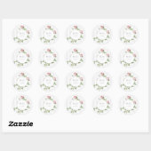 Romantic Chic French Rose Botanical Wedding Ronde Sticker (Vel)