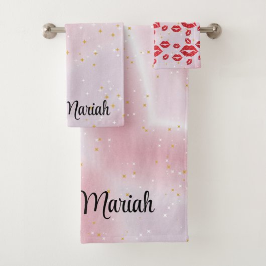 Romantic chic luxe red lips bad handdoek (Insitu)