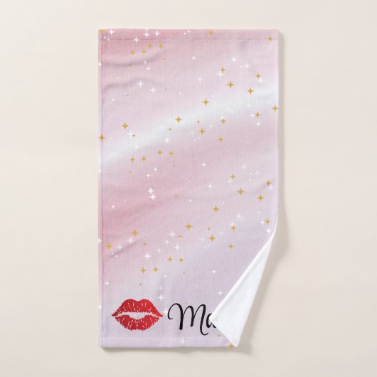 Romantic chic luxe red lips bad handdoek (Handdoek)