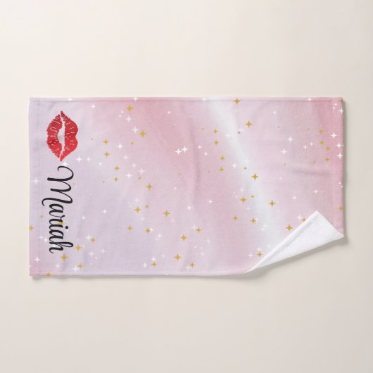 Romantic chic luxe red lips bad handdoek (Handdoek)