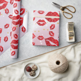 Romantic chic luxe red lips cadeaupapier
