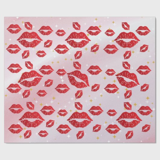 Romantic chic luxe red lips cadeaupapier (Vlak)