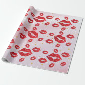 Romantic chic luxe red lips cadeaupapier (Uitgerold)