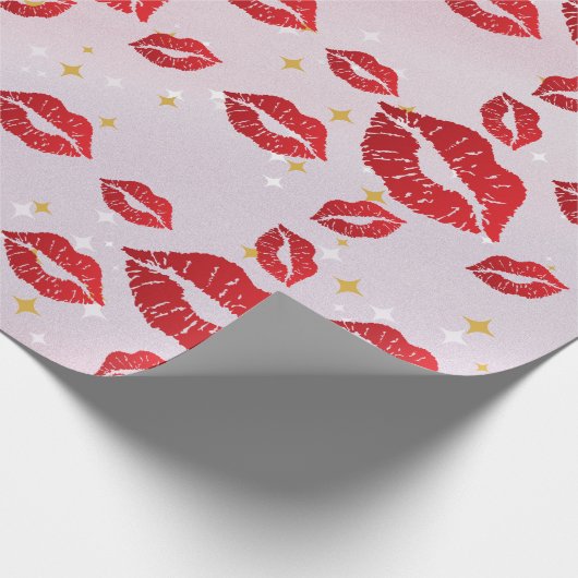 Romantic chic luxe red lips cadeaupapier (Hoek)