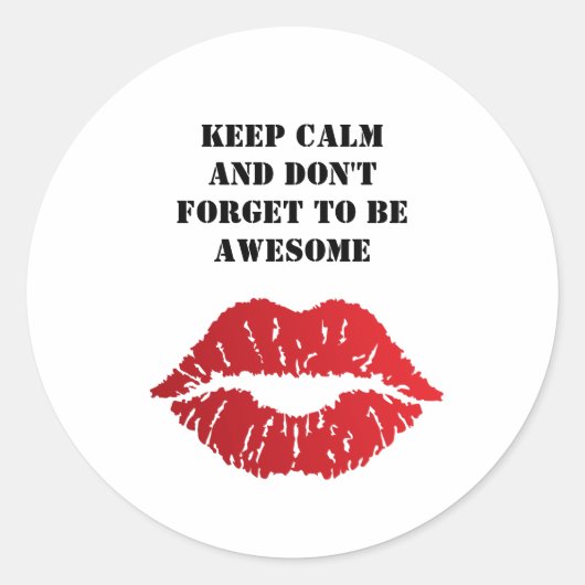 Romantic chic luxe red lips ronde sticker (Voorkant)