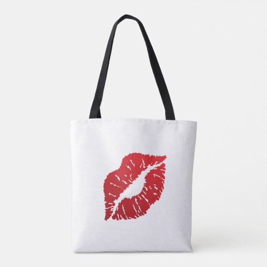 Romantic chic luxe red lips tote bag (Achterkant)