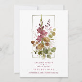 Romantic Chic Rustic Botanical Wildflowers Wedding Save The Date (Voorkant)