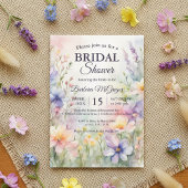 Romantic Chic Watercolor Wildflower Bridal Shower Kaart