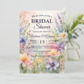 Romantic Chic Watercolor Wildflower Bridal Shower Kaart (Staand voorkant)