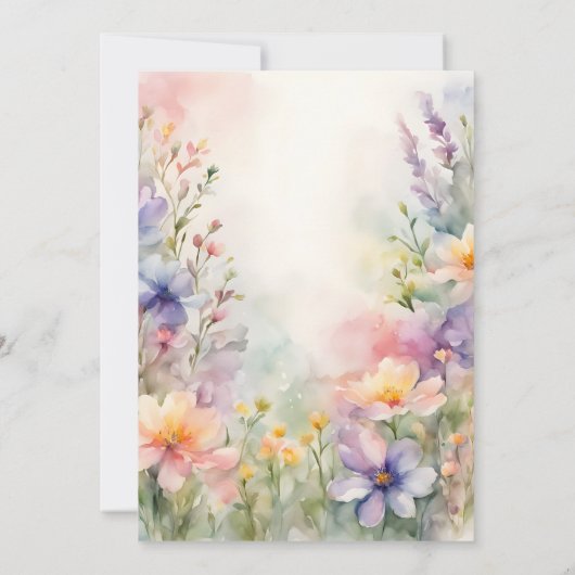 Romantic Chic Watercolor Wildflower Bridal Shower Kaart (Achterkant)