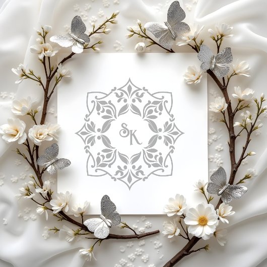 Romantic Chic Wedding Ornate Monogram Initials Rubberstempel