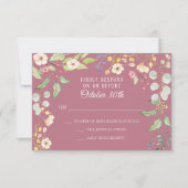 Romantic Chintz Dusty Berry Pink Waterverf RSVP Kaart (Voorkant)