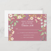 Romantic Chintz Dusty Berry Pink Waterverf RSVP Kaart (Voorkant / Achterkant)