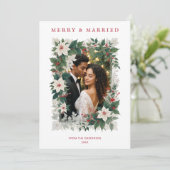 Romantic Christmas Botanical Frame Photo Feestdagenkaart (Staand voorkant)