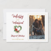 Romantic Christmas Heart-Shape Wreath Wedding Save The Date (Voorkant)