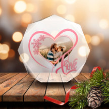 Romantic Christmas Photo Crystal Heart Acrylic Blo