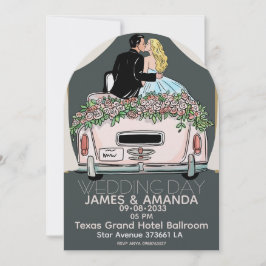 Romantic Classic Couple Wedding  Invitation Kaart