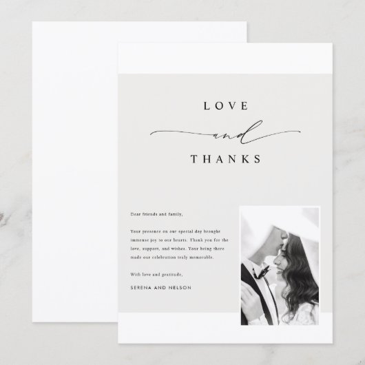 Romantic Classic Formal Wedding Photo Bedankkaart (Voorkant / Achterkant)