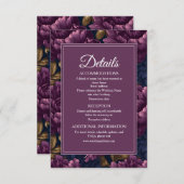 Romantic Classic Plum Floral  Wedding Details Informatiekaartje (Voorkant / Achterkant)