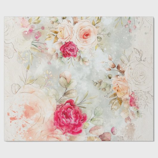 *~* Romantic  Classic Rustic Flowers AR26 Cadeaupapier (Vlak)