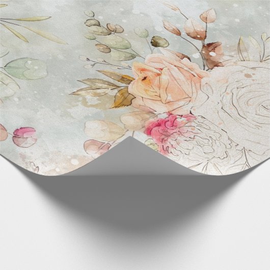 *~* Romantic  Classic Rustic Flowers AR26 Cadeaupapier (Hoek)
