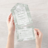 Romantic Classic Sage Green Landscape Toile All In One Uitnodiging (Afscheurbaar)