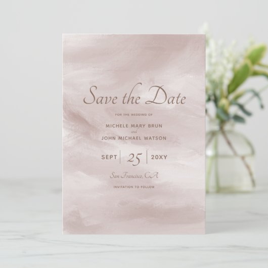 Romantic Classy Blush Pink Save the Date Kaart (Staand voorkant)