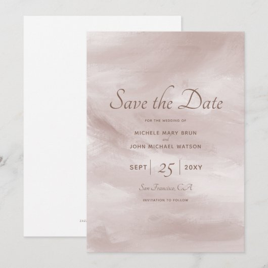 Romantic Classy Blush Pink Save the Date Kaart (Voorkant / Achterkant)