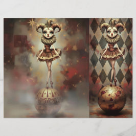 Romantic Clown Scrapbooking Sheet Briefhoofd