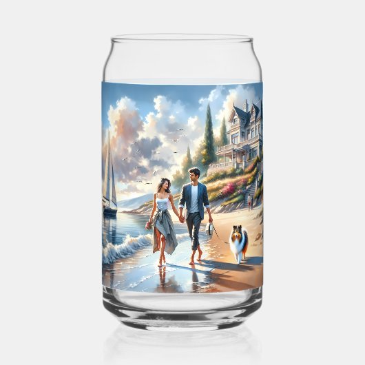 Romantic Coastal Cottage Sunset Stroll Blikvorm Glas (Voorkant)