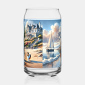 Romantic Coastal Cottage Sunset Stroll Blikvorm Glas (Links)