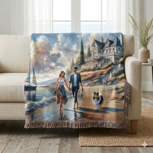 Romantic Coastal Cottage Sunset Stroll Deken