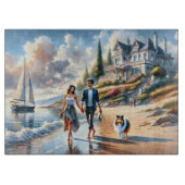 Romantic Coastal Cottage Sunset Stroll Snijplank (Voorkant)