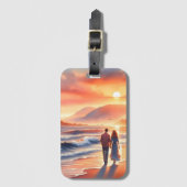 Romantic Coastal Sunset Lighthouse Walk Bagagelabel (Voorkant (verticaal))