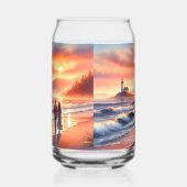 Romantic Coastal Sunset Lighthouse Walk Blikvorm Glas (Rechts)