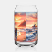 Romantic Coastal Sunset Lighthouse Walk Blikvorm Glas (Links)