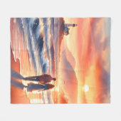 Romantic Coastal Sunset Lighthouse Walk Fleece Deken (Voorkant (Horizontaal))
