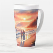Romantic Coastal Sunset Lighthouse Walk Latte Mok (Rechterhoek)
