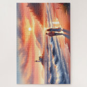 Romantic Coastal Sunset Lighthouse Walk Legpuzzel (Verticaal)