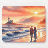 Romantic Coastal Sunset Lighthouse Walk Muismat (Voorkant)