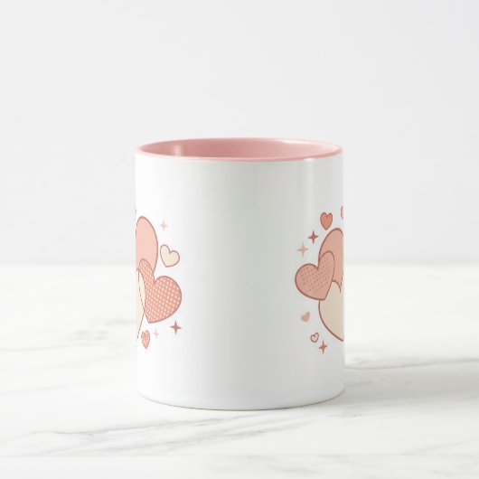 Romantic Coffee Cup with Hearts Gift Mok (Midden)