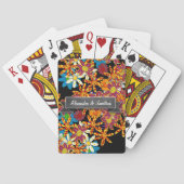 Romantic Colorful Floral Chalkboard Black Banner Speelkaarten (Achterkant)