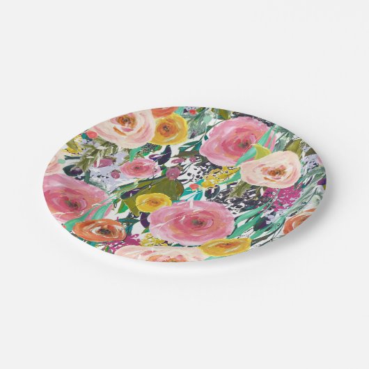 Romantic Colorful Flowers Papieren Bordje (Gekanteld)